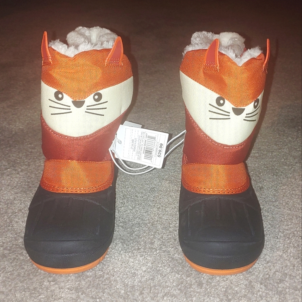 Orange Fox Snow Boots Winter Boots Cat & Jack Size 11 Water Resistant Thermal